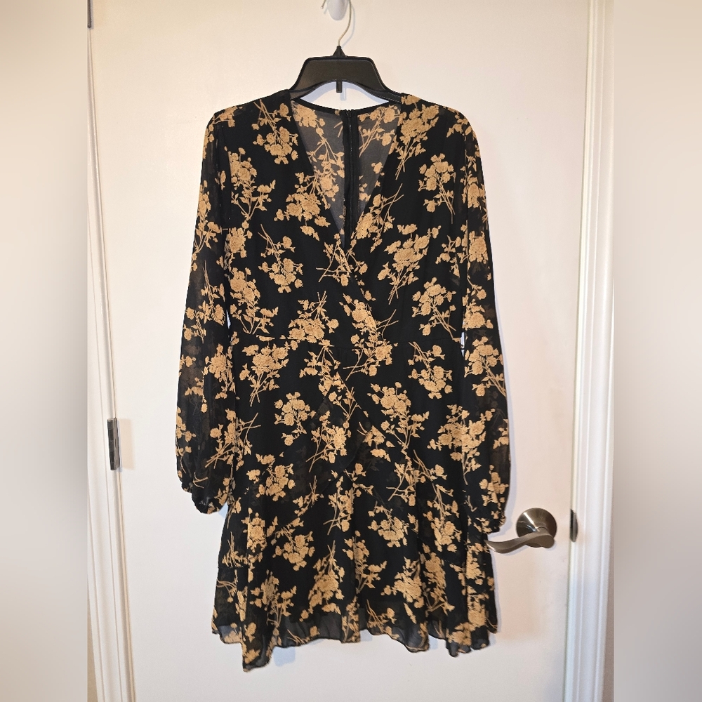 Floral Black and Gold Dress